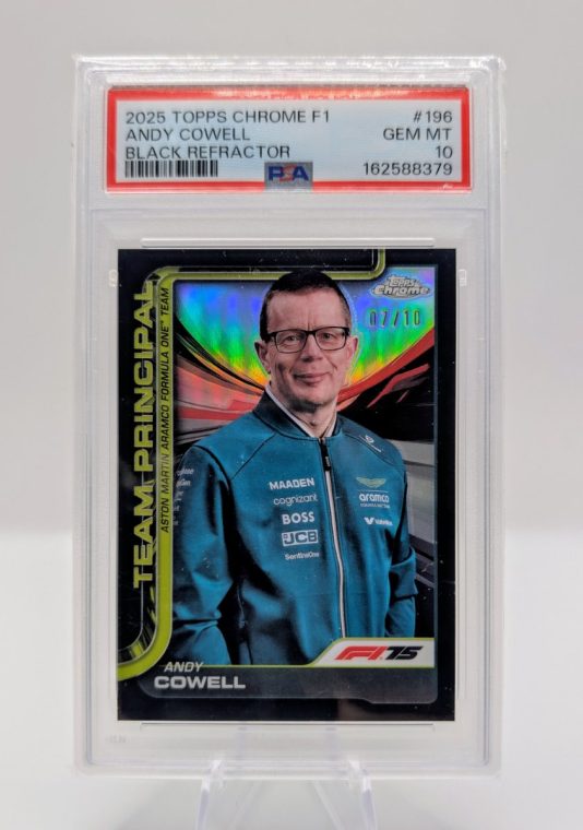 2025 Topps Chrome F1 Andy Cowell Black Refractor /10 PSA 10 trading card