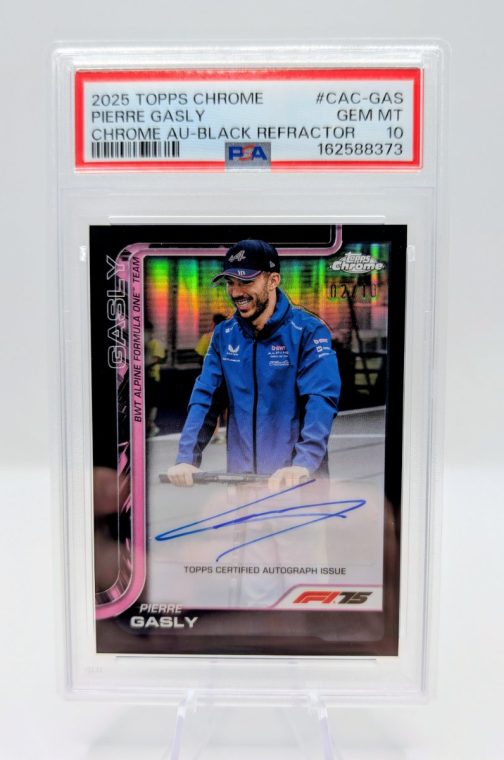 2025 Topps Chrome Pierre Gasly Chrome AU-Black Refractor /10 PSA 10 trading card