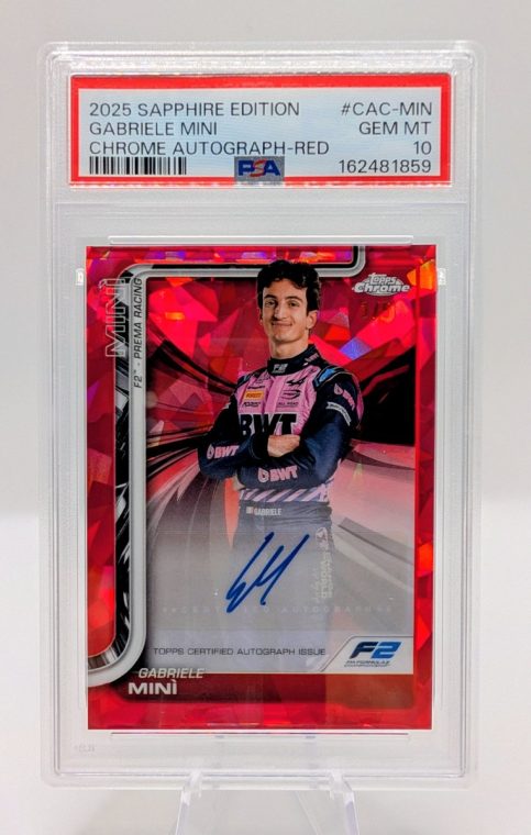 2025 Topps Chrome Gabriele Mini Chrome Autograph-Red /5 PSA 10 trading card