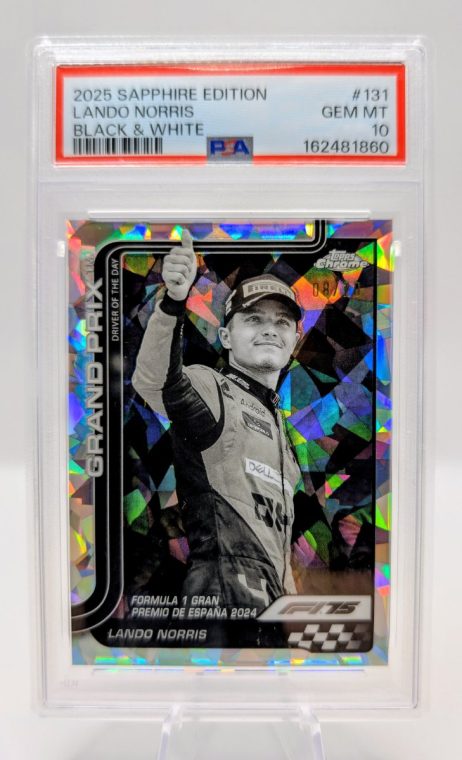 2025 Topps Chrome Lando Norris Black & White Sapphire Edition /20 PSA 10 trading card