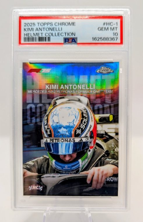 2025 Topps Chrome Kimi Antonelli Helmet Collection PSA 10 trading card