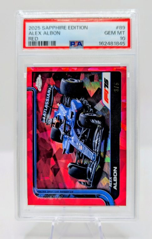 2025 Topps Chrome Sapphire Edition Alex Albon Red /5 PSA 10 trading card